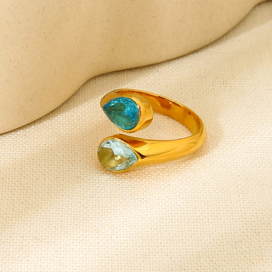 Light Luxury Water Drop Shape Stainless Steel Women's Ring h5Picture4