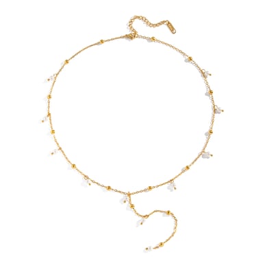 1 Piece Stainless Steel Gold Color Pearl Beaded Necklace h5 Picture5