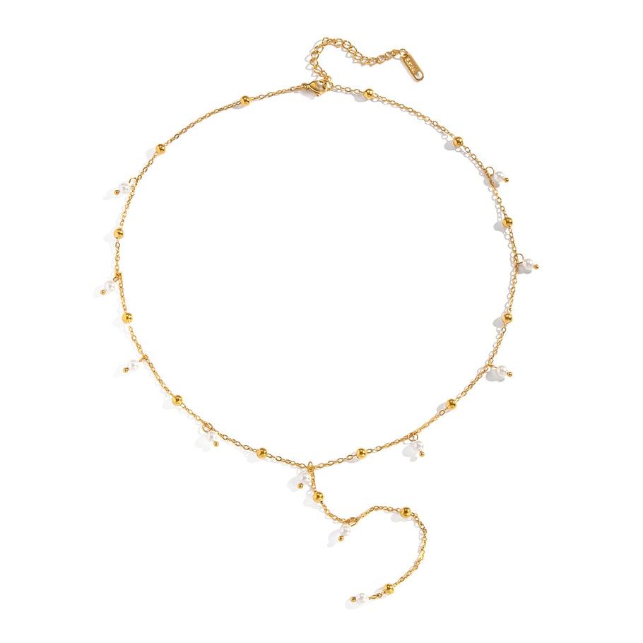 1 Piece Stainless Steel Gold Color Pearl Beaded Necklace Picture5