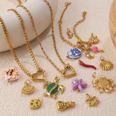 Collane fai da te a forma di cuore in acciaio inossidabile color oro h5 Immagine2