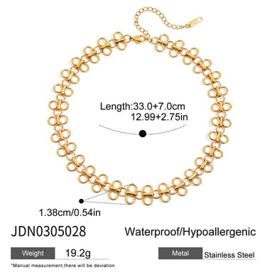 1 paire de colliers à chaîne en acier inoxydable doré pour femme, design original, motif trèfle h5 Image2