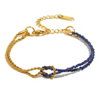 Bracelet chaîne torsadée avec coutures en pierre naturelle - or - 4 Image4