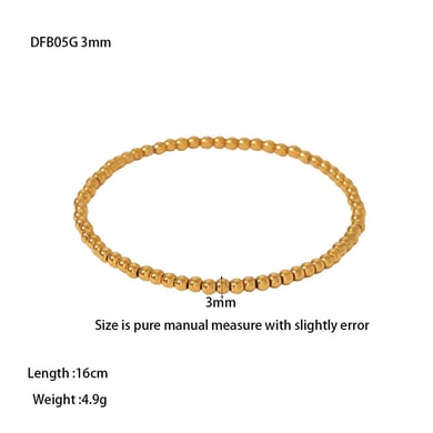 Bracelets pour femme en acier inoxydable couleur or, série Simple Daily Beads h5 