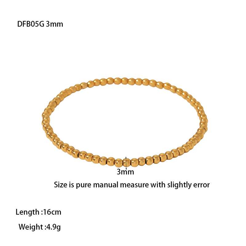 Bracelets pour femme en acier inoxydable couleur or, série Simple Daily Beads 
