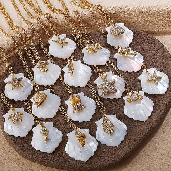 1 Piece Sea Shells Gold Color Pendant Necklace