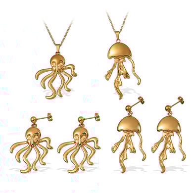 Oktopus Edelstahl Goldfarben Tropfen Ohrringe h5 Bild5
