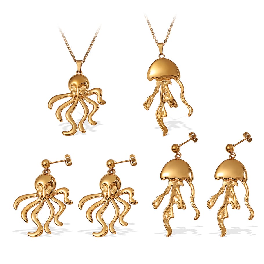 Oktopus Edelstahl Goldfarben Tropfen Ohrringe Bild5