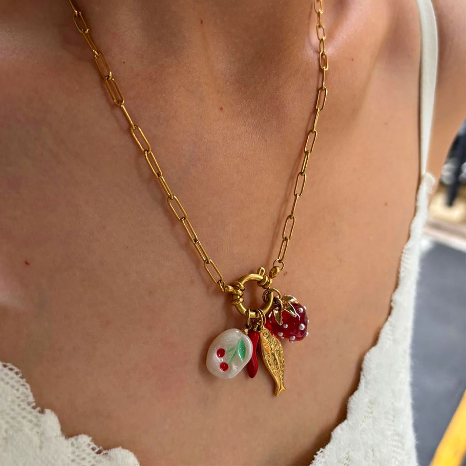 1 Piece Fruit Stainless Steel Gold Color Pendant Necklace Picture2