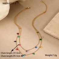 NMSN-G321-3 Goldfarbene Diamant-Doppelhalskette Bild14