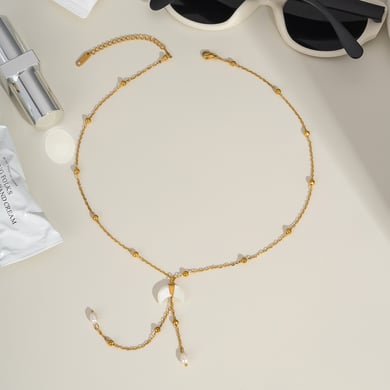 1 Stück Halsketten mit Mondanhänger aus Edelstahl in Goldfarbe h5 Bild4