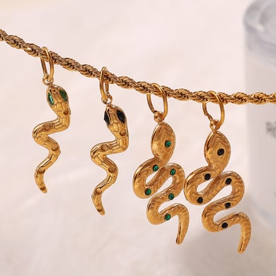 Ciondolo a forma di serpente in acciaio inossidabile color oro, 1 pezzo h5 Immagine2