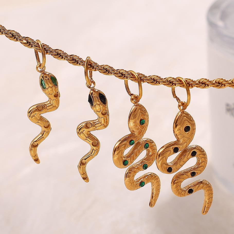 Ciondolo a forma di serpente in acciaio inossidabile color oro, 1 pezzo Immagine2