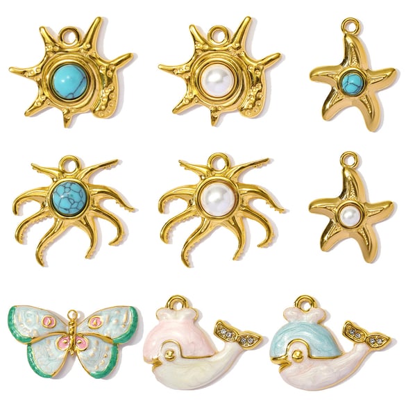 1 Piece Simple Series DIY Butterfly Stainless Steel Gold Color Women's Pendants 2