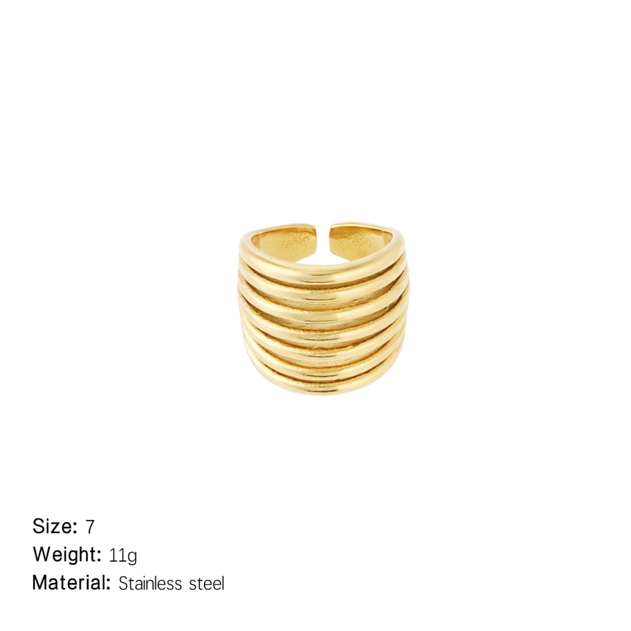 1 Stück Simple Series Daily Strip Statement-Ringe aus Edelstahl in Goldfarbe Bild2