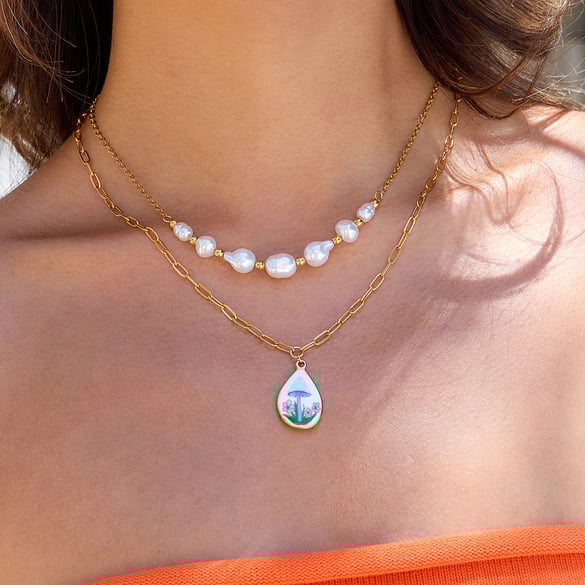 1 Piece Droplet Stainless Steel Gold Color Women's Pendant Necklaces 2