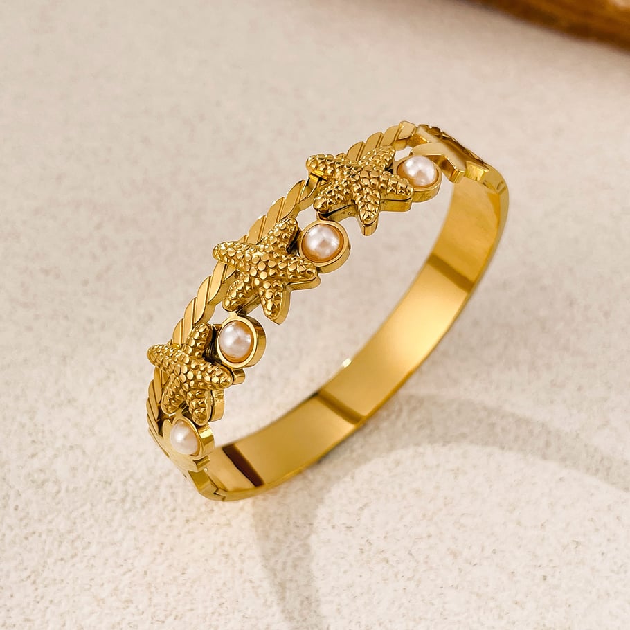 1 stuk Zeester roestvrij staal goudkleurige damesarmbanden h5Afbeelding5