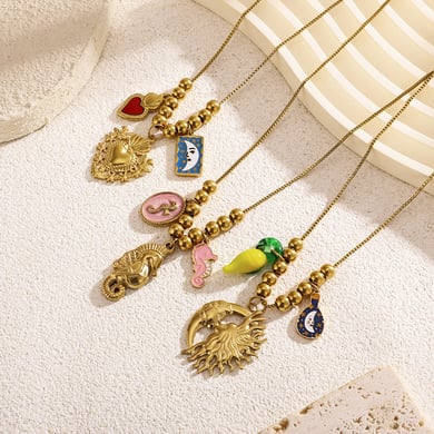 1 Piece Romantic Series Elegant Heart Stainless Steel Gold Color Women's Pendant Necklaces h5 Picture3