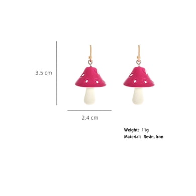 1 par de lindos pendientes colgantes de hierro con forma de hongo h5 