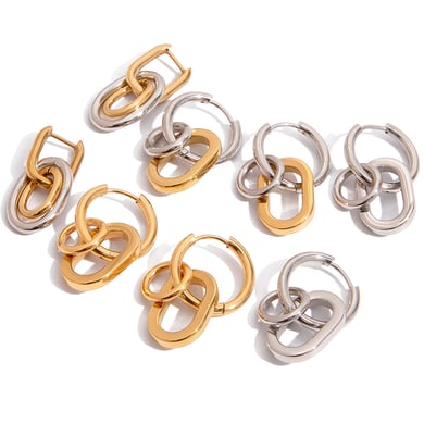 1 Paar Persönlichkeit Runde Edelstahl Gold Farbe Damen Creolen h5 Bild9