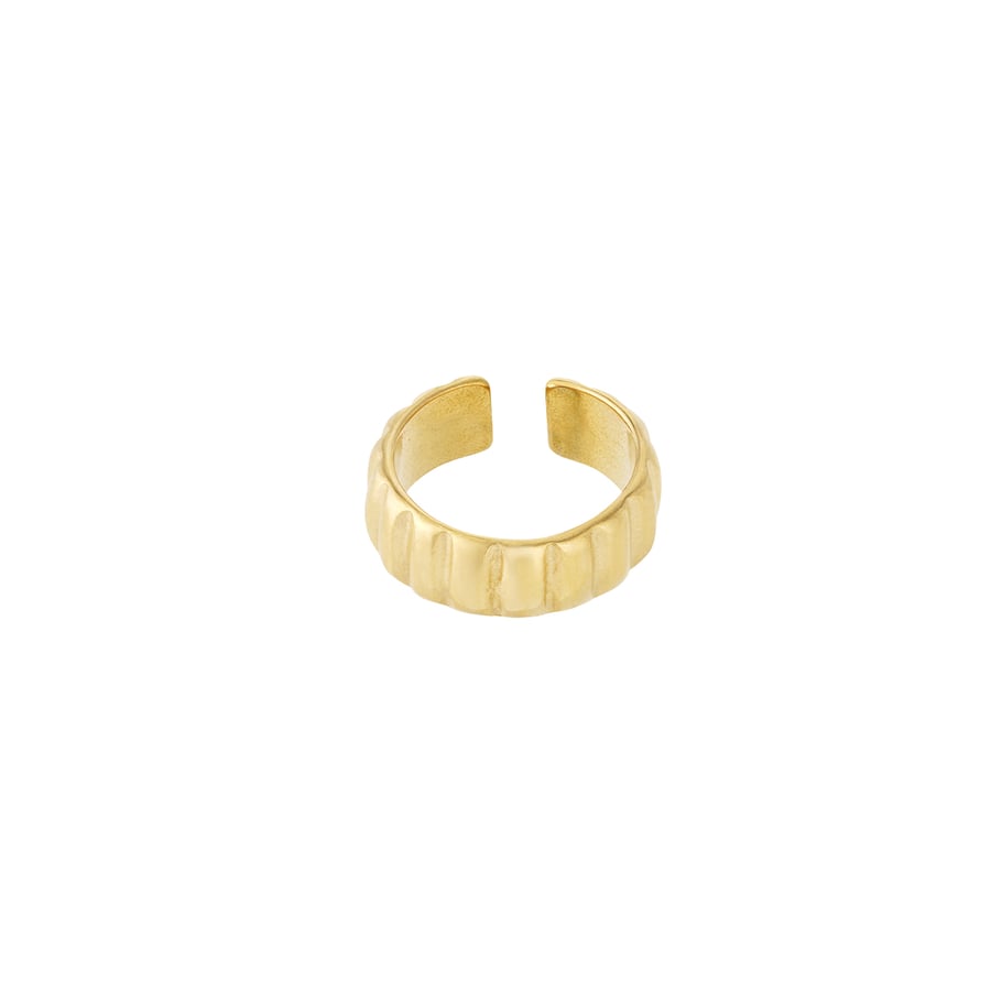 Bague minimaliste élégante en acier inoxydable couleur or, série Simple, 1 pièce 