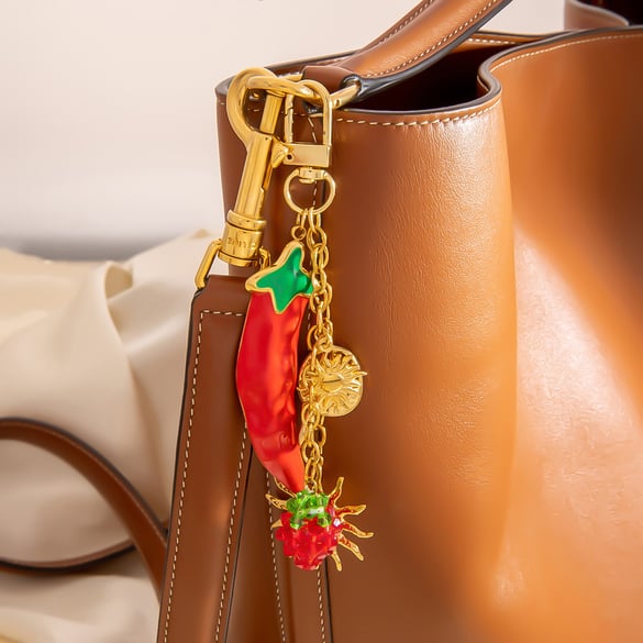 1 Piece Cute Fruit Stainless Steel Gold Color Bag Charm 2