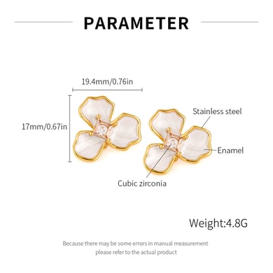 1 paire de boucles d&#39;oreilles à tige en acier inoxydable doré pour femme, série simple, style décontracté, motif fleur h5 Image7