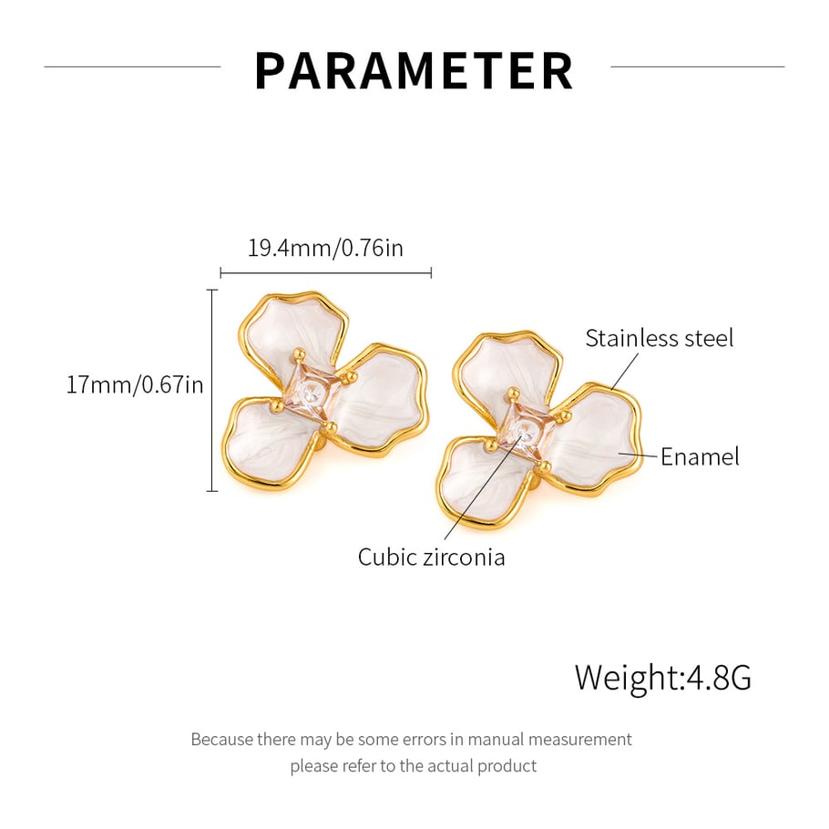 1 paire de boucles d&#39;oreilles à tige en acier inoxydable doré pour femme, série simple, style décontracté, motif fleur Image7
