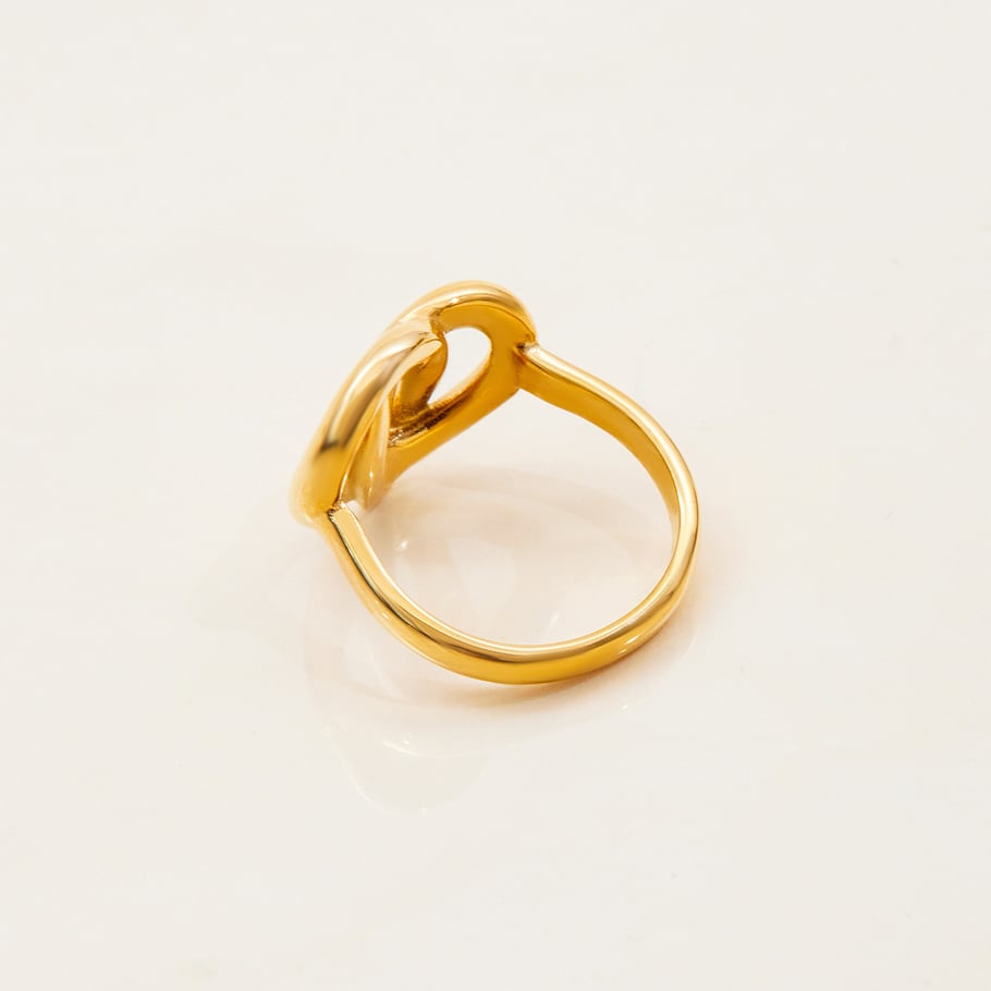 1 Piece Romantic Pretzel Shape Stainless Steel Gold Color Statement Rings Picture6