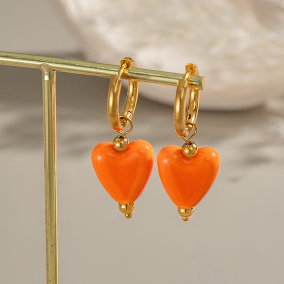 1 par de pendientes colgantes de corazón dulce