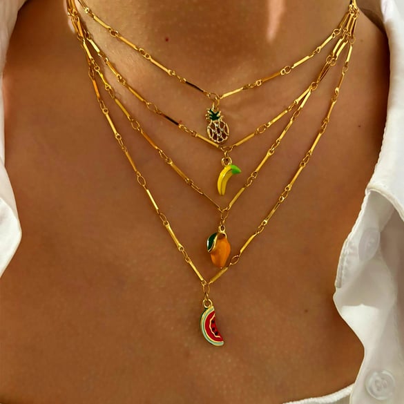 1 Piece Fruit Stainless Steel Gold Color Pendant Necklace