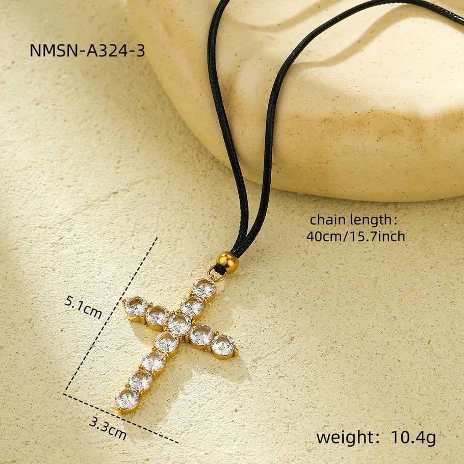 Retro Cross Stainless Steel Gold Color Women's Pendant Necklaces