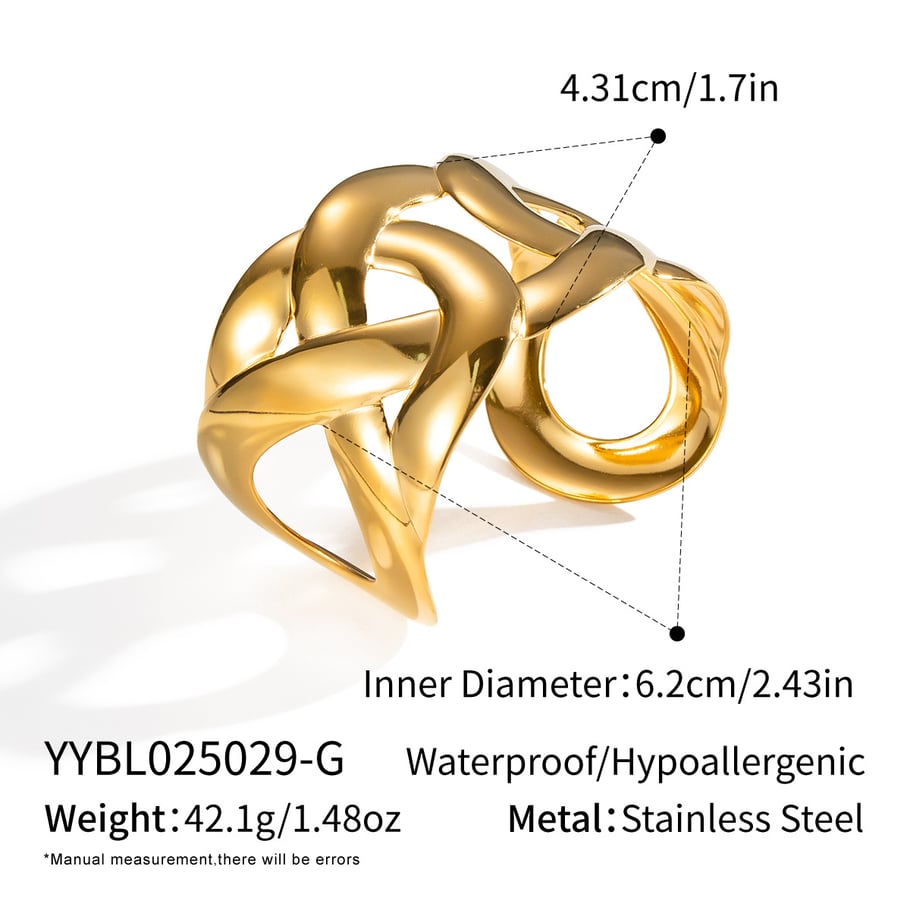 1 Piece Stainless Steel Gold Color Cuff Bracelet