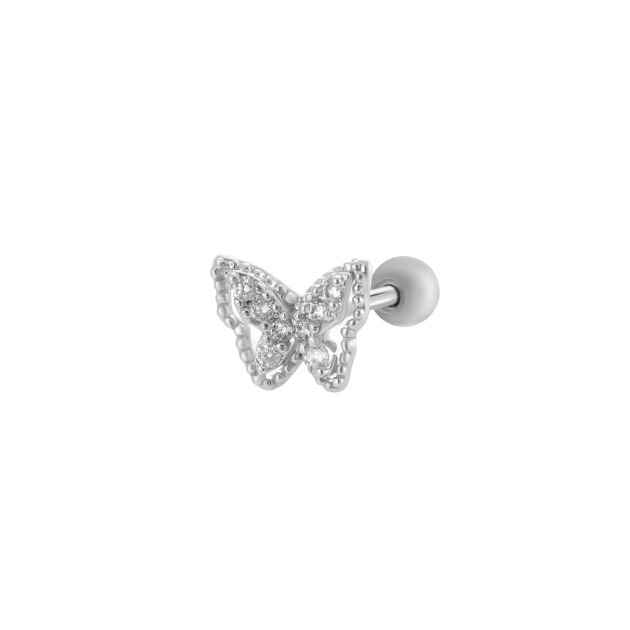 1 Piece Lustrous Heart Titanium Steel Zircon Women's Piercing Earrings 