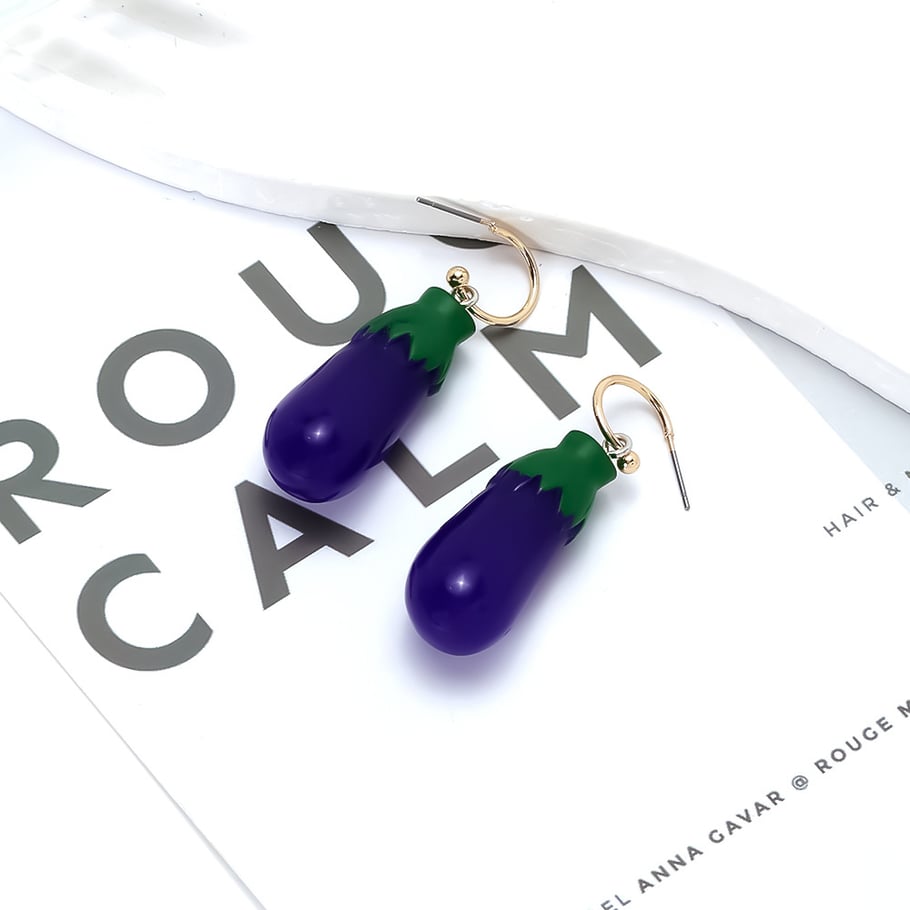 1 Pair Eggplant Resin Drop Earrings Picture3