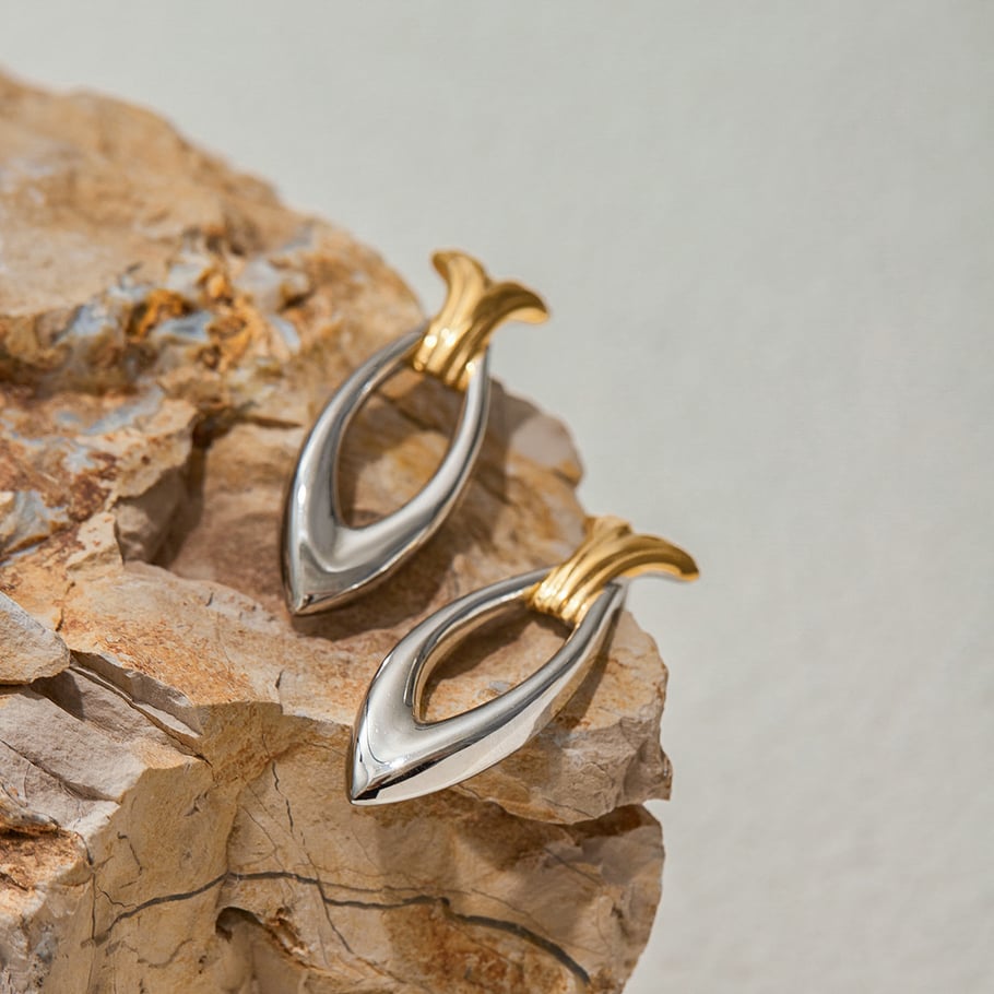 1 Paar Persönlichkeit Fisch Edelstahl Gold Farbe Damen Ohrstecker Bild3
