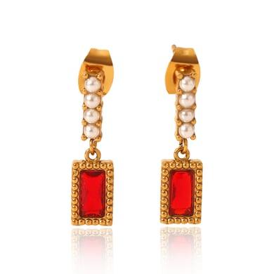 Daily Tassel Stainless Steel Gold Color Zircon Women's Stud Earrings h5 