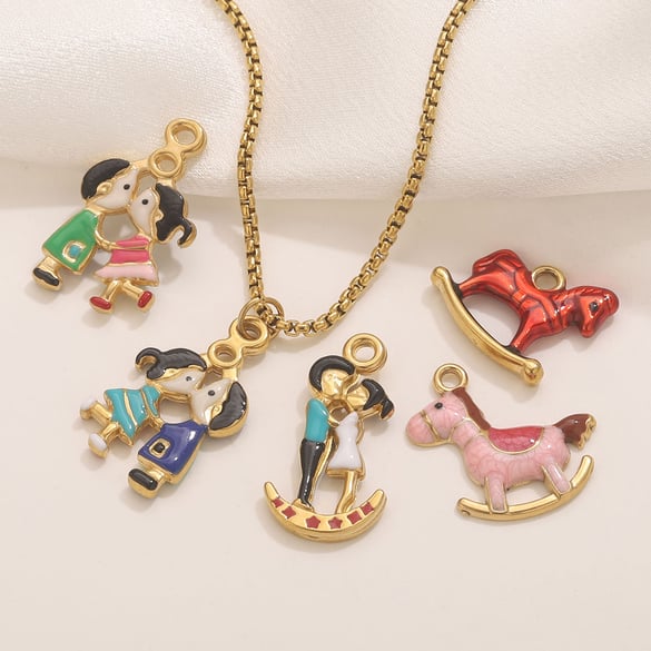 1 Piece DIY Hobbyhorse Stainless Steel Women's Pendants 2