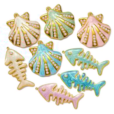 1 pieza de colgantes de acero inoxidable dorados con conchas de la serie romántica DIY para mujer h5 Imagen3