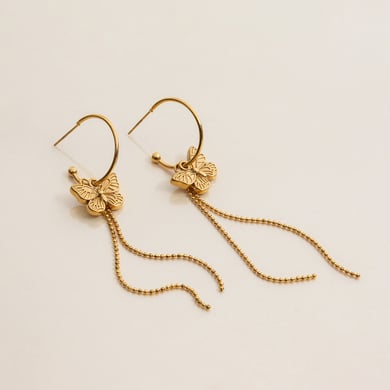 1 Paar romantische Serie süße Schmetterling Quasten Edelstahl Gold Farbe Damen Tropfen Ohrringe h5 Bild5