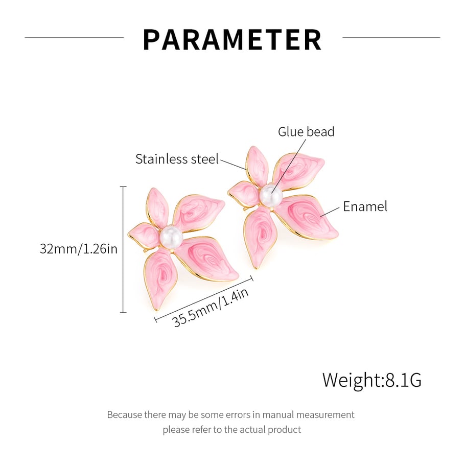 1 Paar polychrome Blumen-Ohrstecker aus Edelstahl in Goldfarbe für Damen h5Bild7