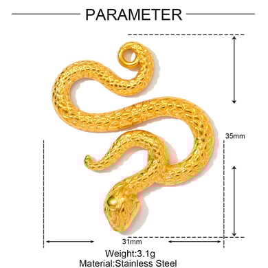 1 Piece Classic Series DIY Snake Stainless Steel Gold Color Women's Pendants h5 Picture2