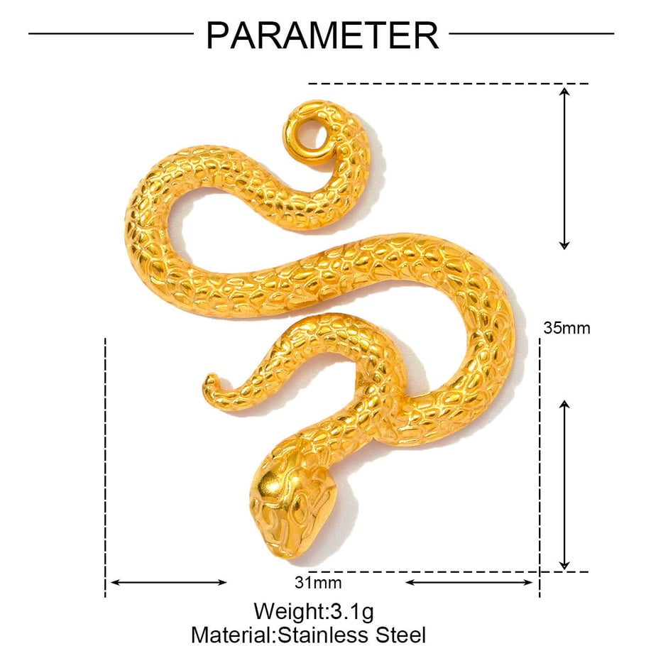 1 Piece Classic Series DIY Snake Stainless Steel Gold Color Women's Pendants Picture2