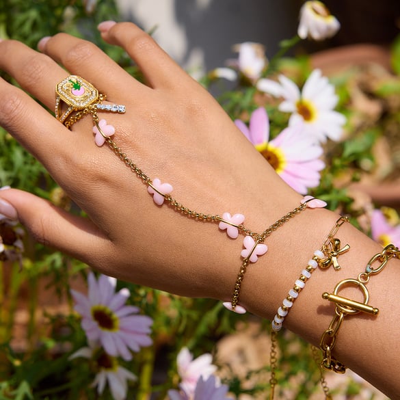 1 Piece Romantic Series Cute Butterfly Stainless Steel Gold Color Women's Chain Bracelets