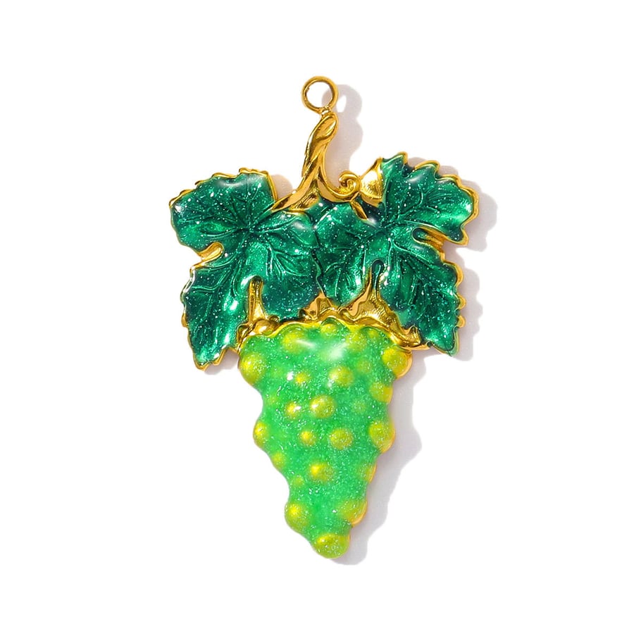 1 pieza de colgantes de acero inoxidable dorados con diseño de uva, serie romántica, para mujer. 