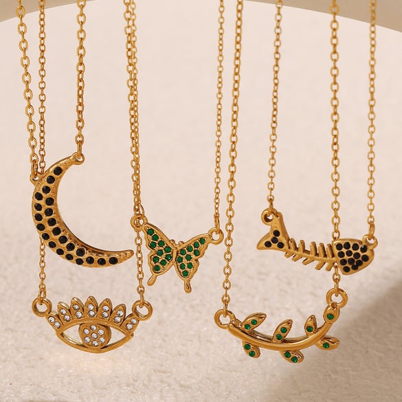 Collana con ciondolo color oro a forma di animale in acciaio inossidabile da 1 pezzo 2