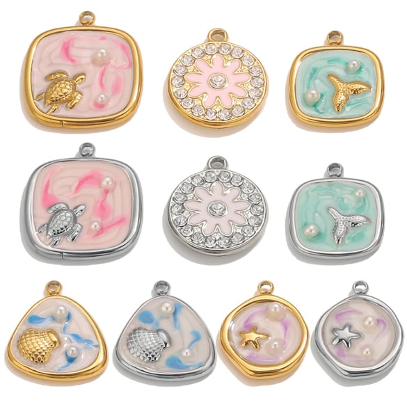 1 Piece DIY Shell Stainless Steel Women's Pendants 2