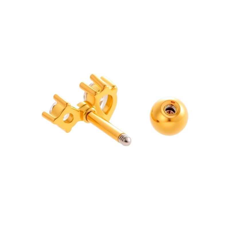 1 Piece Cat Shape Copper Gold Color Zircon Women's Piercings Earrings Picture6