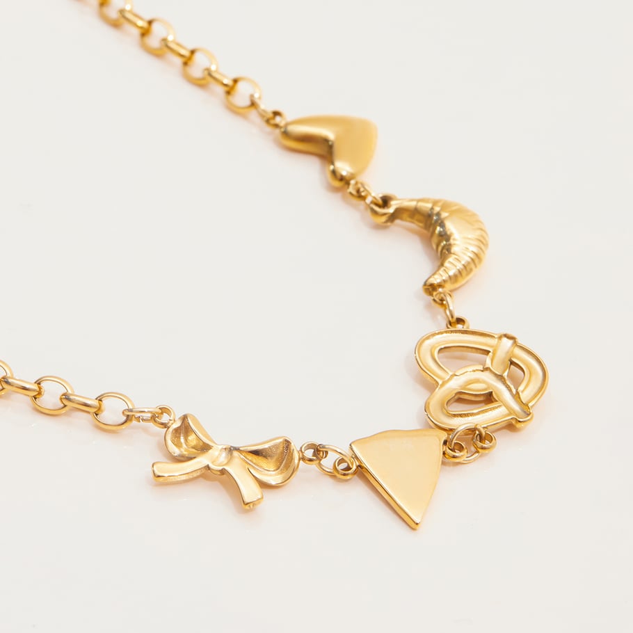 1 Stück Charm-Armbänder aus Edelstahl in Lebensmittelform in Goldfarbe für Damen Bild6