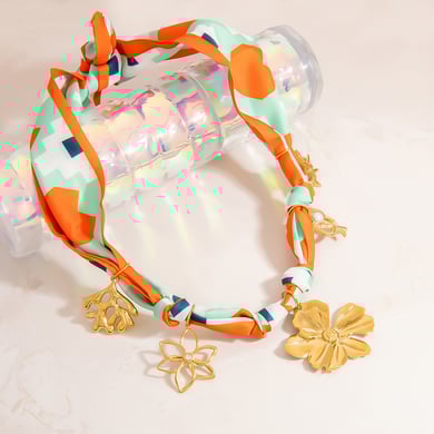 1 Piece Fabric Stainless Steel Gold Color Pendant Necklace h5 Picture3