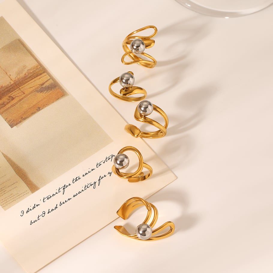 Simple Mixed Color Stainless Steel   Gold Color  Statement Rings Picture8